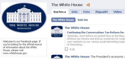 Facebook: la Casa Bianca ha il suo profilo