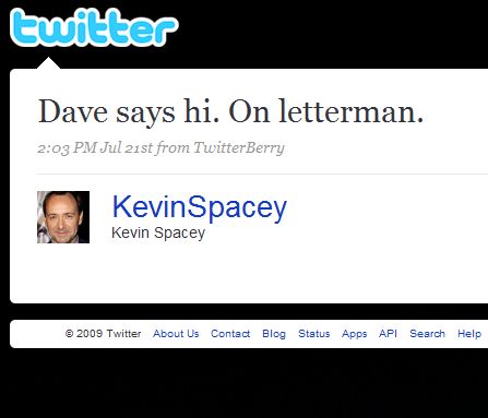 Kevin Spacey spiega a Dave Letterman come usare Twitter