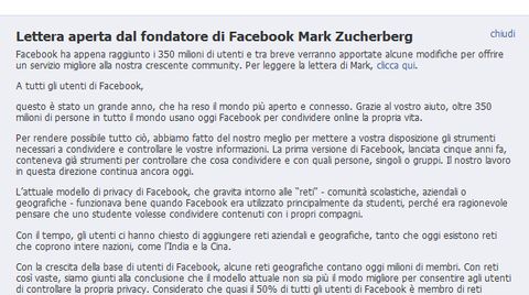 lettera facebook