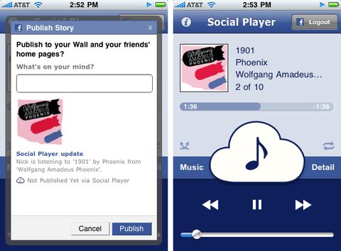 Social Player per condividere musica da iPhone a Facebook