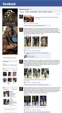 Roberto Cavalli su Facebook