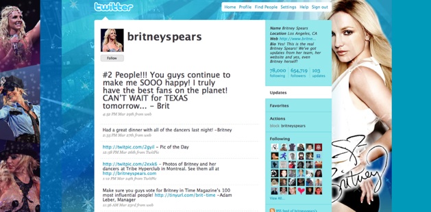 Britney Spears su Twitter