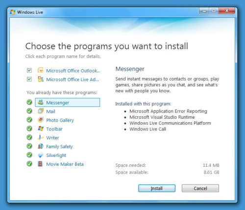 Windows Live Essential Beta 1