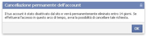 Cancellazione da Facebook