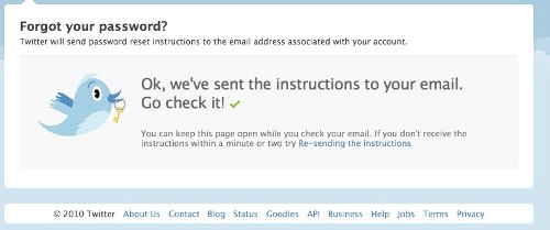 Twitter reset password