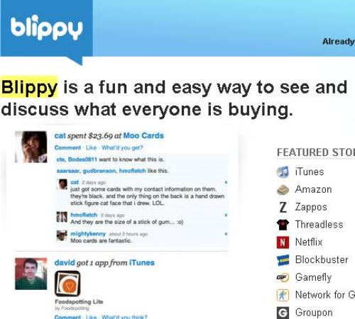 Blippy, un social network per lo shopping