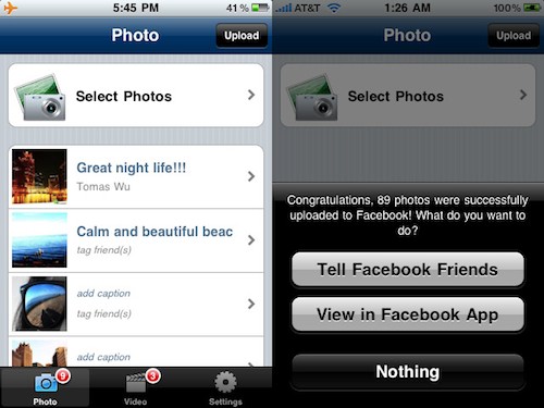 iLoader per iPhone, caricare foto e video su Facebook