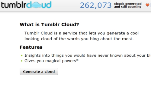 Tumblr Cloud, genera una nuvoletta di parole su Tumblr