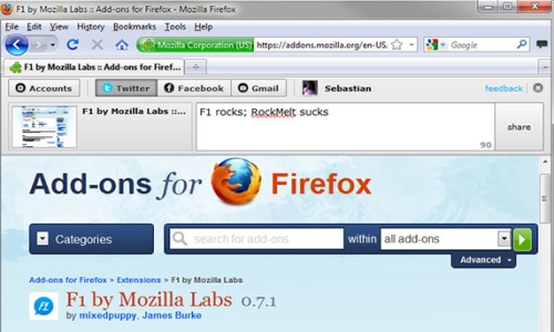 F1, estensione social per Firefox