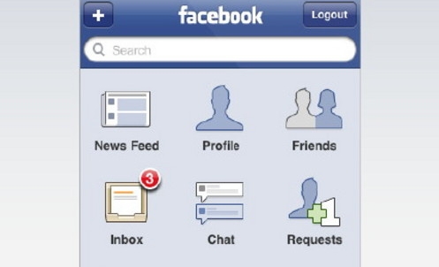 Facebook iPhone con supporto social inbox