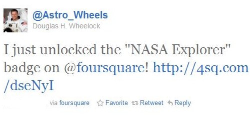 Foursquare, astronauta NASA guadagna una medaglia
