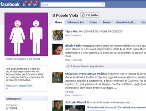 Facebook oscura la pagina del Popolo Viola...prima del dietro front