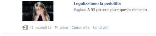 Legalizzare pedofilia su Facebook