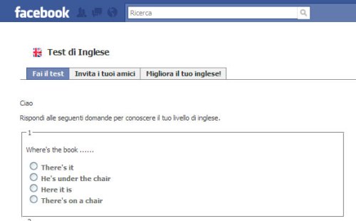 Test di inglese su Facebook
