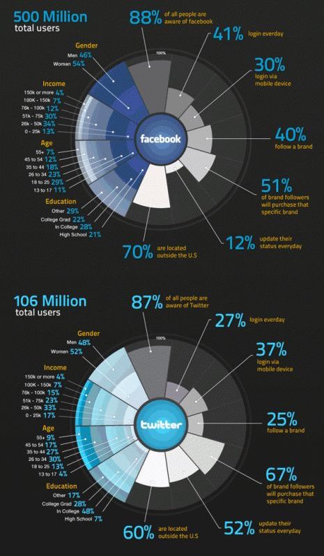 Facebook e Twitter a confronto: chi vince la sfida nel 2010?