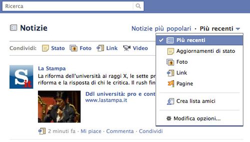 Facebook mette i filtri al feed delle news