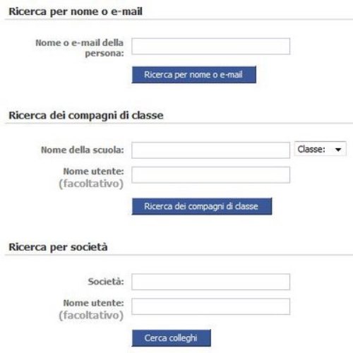 Trova amici di Facebook