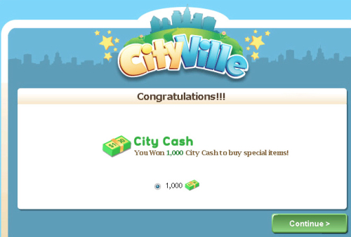 CityVille, Zynga regala 10 City Cash