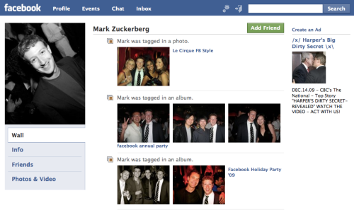 Mark Zuckerberg Profilo Facebook