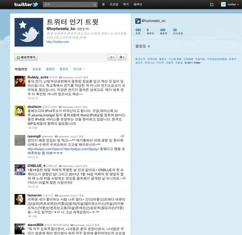 Twitter tradotto in coreano