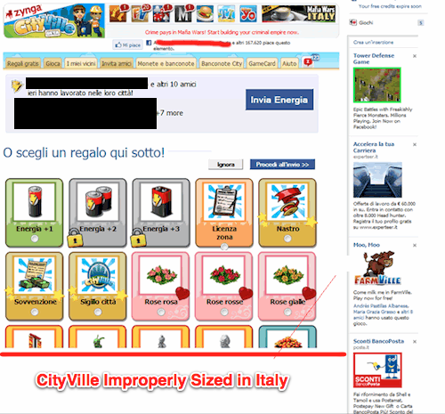 CityVille, bug di Facebook con schede iframe