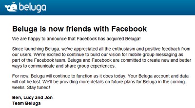 Facebook ha acquisito Beluga