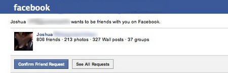 Notifiche Facebook richieste di amicizia