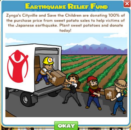 Terremoto in Giappone, Zynga dona un milione di dollari
