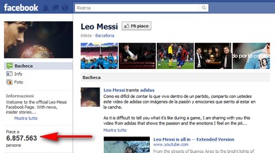 Leo messi raggiunge quasi sette milioni di fan su Facebook in sette ore