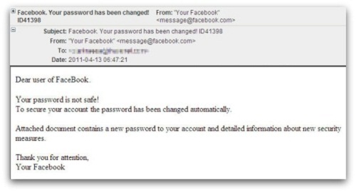 Una nuova e-mail malware su Facebook