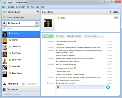 Skype Facebook