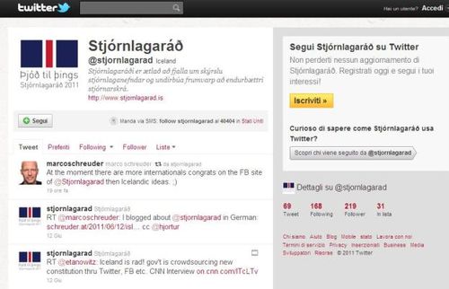 Costituzione Islandese sui social network