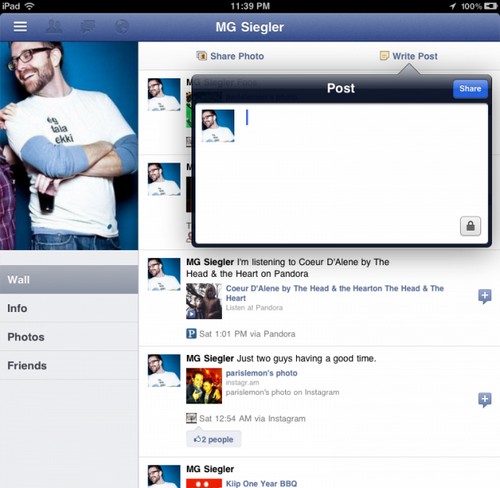 Facebook applicazione ufficiale iPad