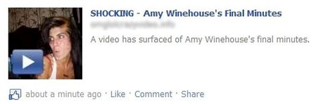 Facebook ed i finti e pericolosi video di Amy Winehouse prima della sua morte
