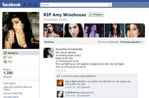 Morta Amy Winehouse: social reaction