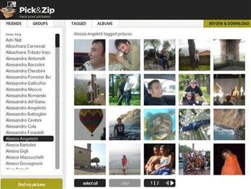 Pick & Zip per le foto di Facebook