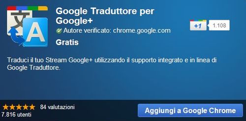 Estensione Chrome per tradurre i post di Google+