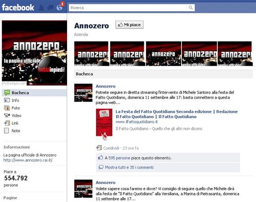 Annozero parte da Facebook