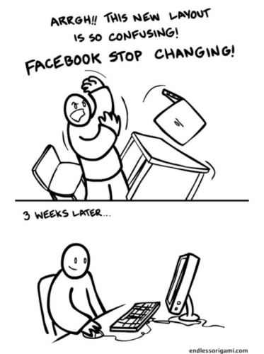 Facebook, una vignetta ironizza sull'ennesimo cambio di layout