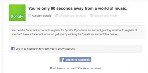 Spotify, account Facebook necessario per registrarsi