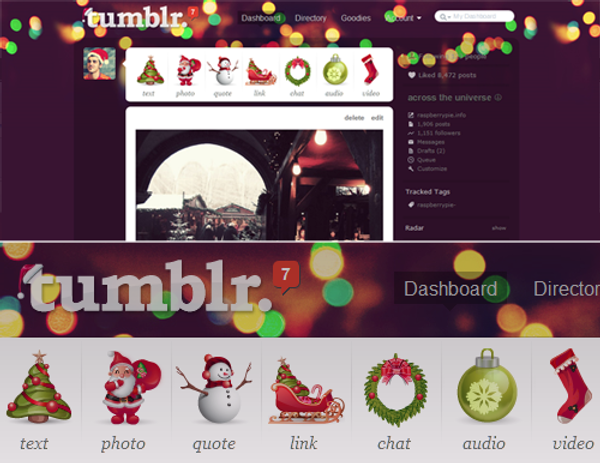 Tumblr, temi e layout per Natale