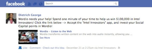 Facebook, arriva il pulsante Check out this idea