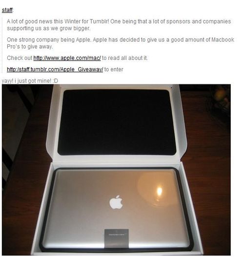 Tumblr regala un Macbook? No, si tratta di una bufala