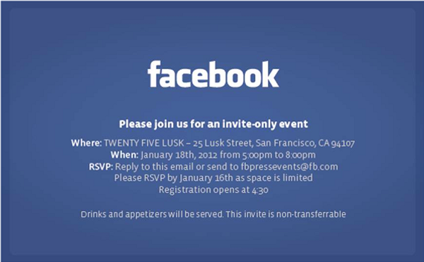 Facebook, evento per la stampa il 18 gennaio