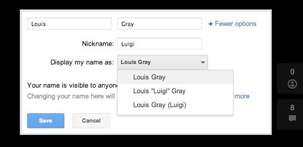 Google Plus nickname