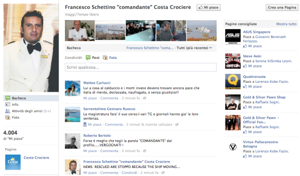 Francesco Schettino è l'uomo più odiato su Facebook