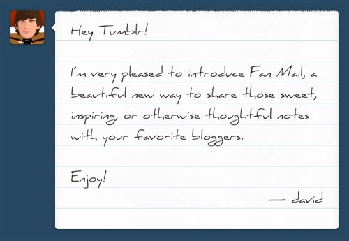 Tumblr introduce la Fan Mail, nuovo servizio di messaggistica per comunicare con gli amici