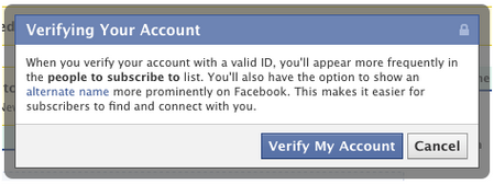 Facebook account verificato