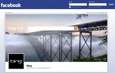 Facebook: se esegui il logout ti ritrovi su Bing 